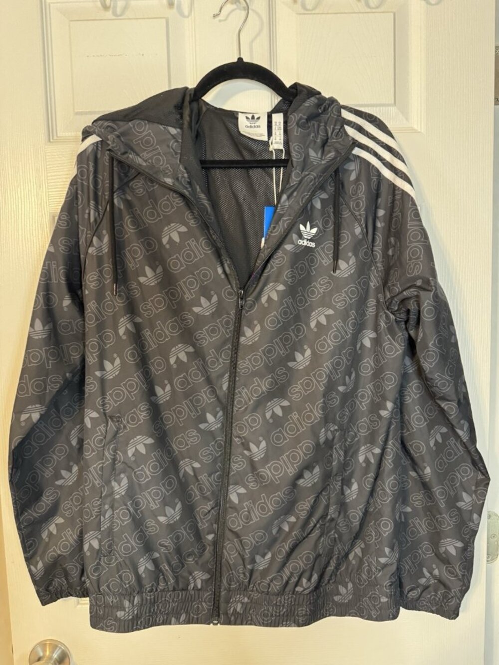 Adidas Wind RDY Anorak Windbreaker Classic Stripe Mens M Black Packable NWT $90 - Picture 9 of 9